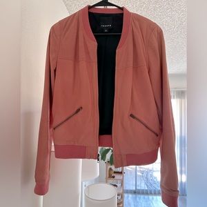 Trouvé Muted Pink Leather Bomber Jacket - M